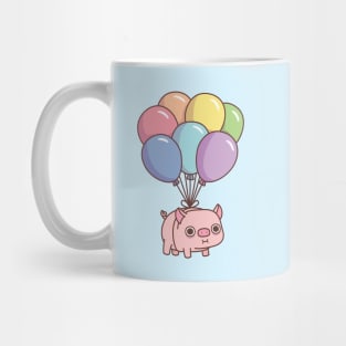 Cute Chubby Pig With Rainbow Balloons Mug